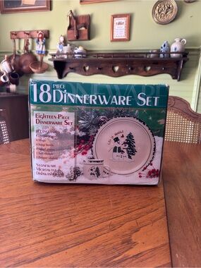 Vintage 1998 Atico International “Let It Snow” Stoneware Dinnerware Set